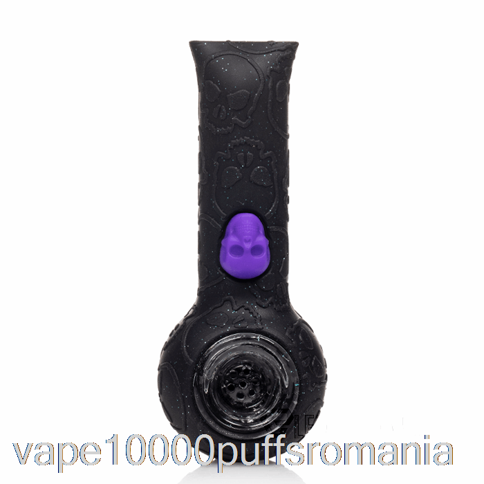 Vape Romania Stratus Silicon Craniu țeavă De Mână Pantera Strălucitoare (glitter Black / Uv Green Bee)